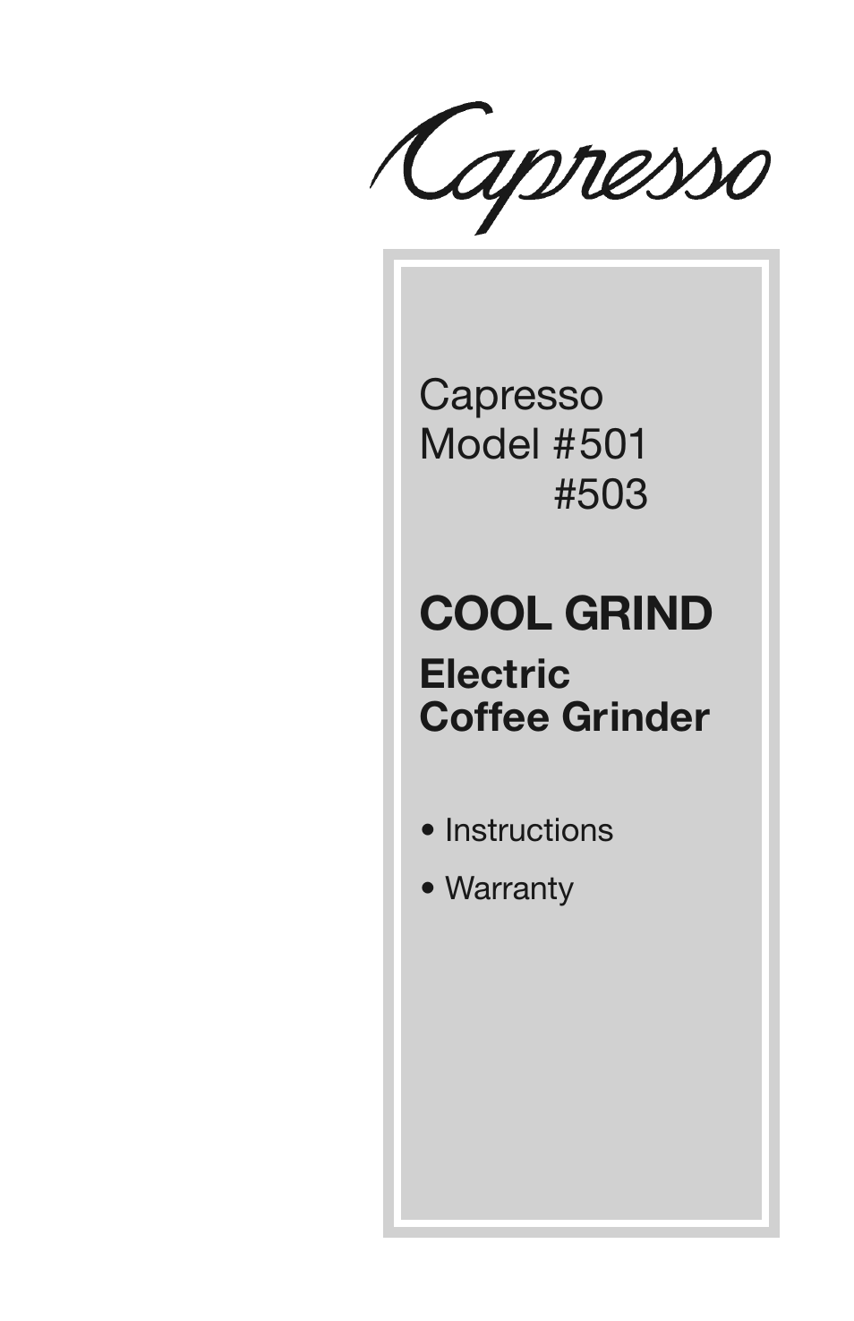 Capresso COOL GRIND 501 User Manual | 4 pages