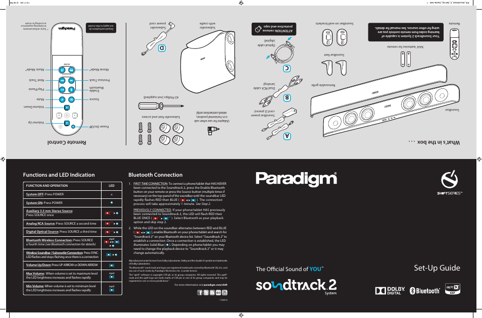 Paradigm Soundtrack 2 System User Manual | 2 pages