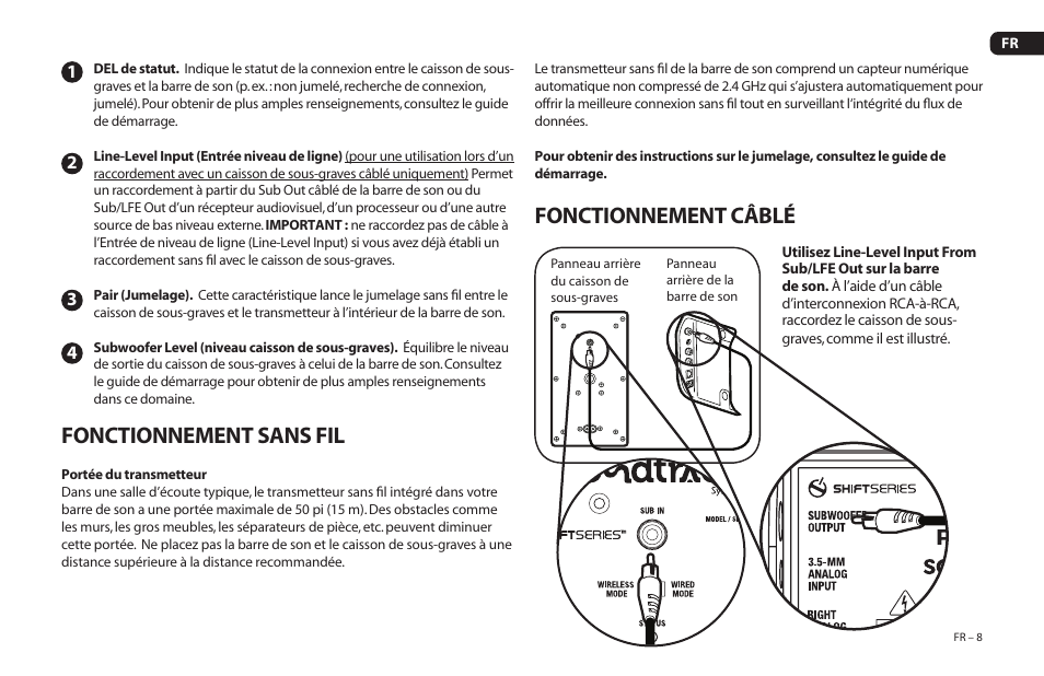 Fonctionnement sans fil, Fonctionnement câblé | Paradigm Soundtrack 2 System User Manual | Page 25 / 44