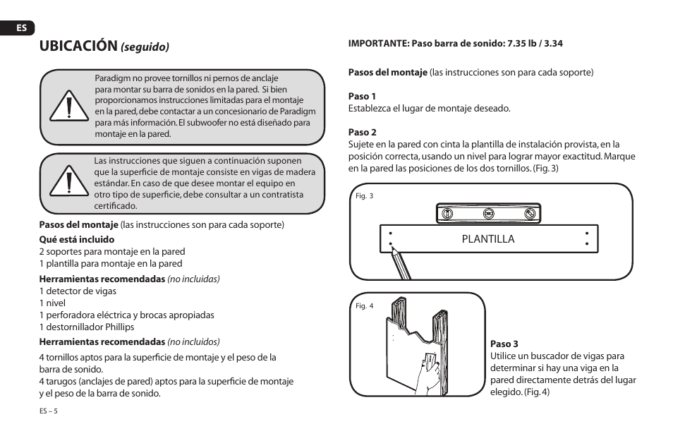 Ubicación | Paradigm Soundtrack 2 System User Manual | Page 36 / 44