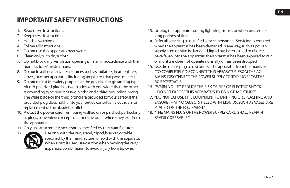 Important safety instructions | Paradigm Soundtrack 2 System User Manual | Page 5 / 44