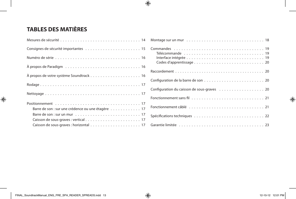 Paradigm Soundtrack System User Manual | Page 16 / 40
