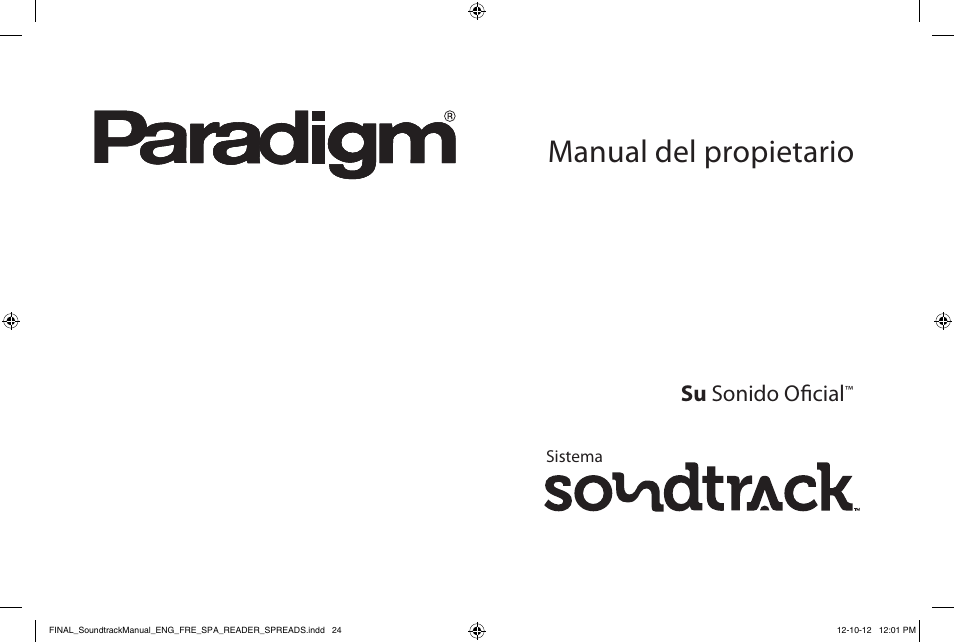 Manual del propietario, Su sonido oficial | Paradigm Soundtrack System User Manual | Page 27 / 40