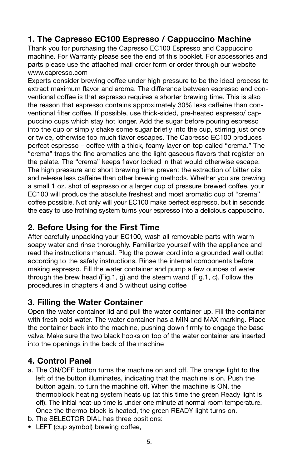 Capresso EC1OO #116 User Manual | Page 5 / 12