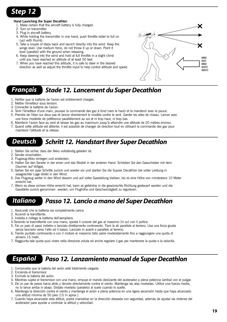 Step 12, Français stade 12. lancement du super decathlon | ParkZone PKZ1400 User Manual | Page 20 / 44