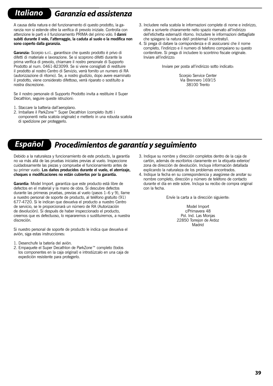 ParkZone PKZ1400 User Manual | Page 40 / 44