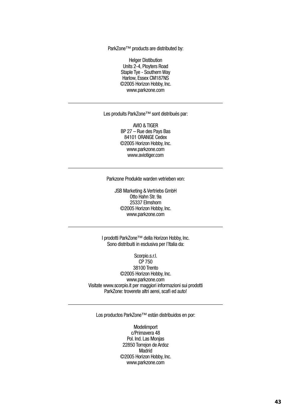 ParkZone PKZ1400 User Manual | Page 44 / 44