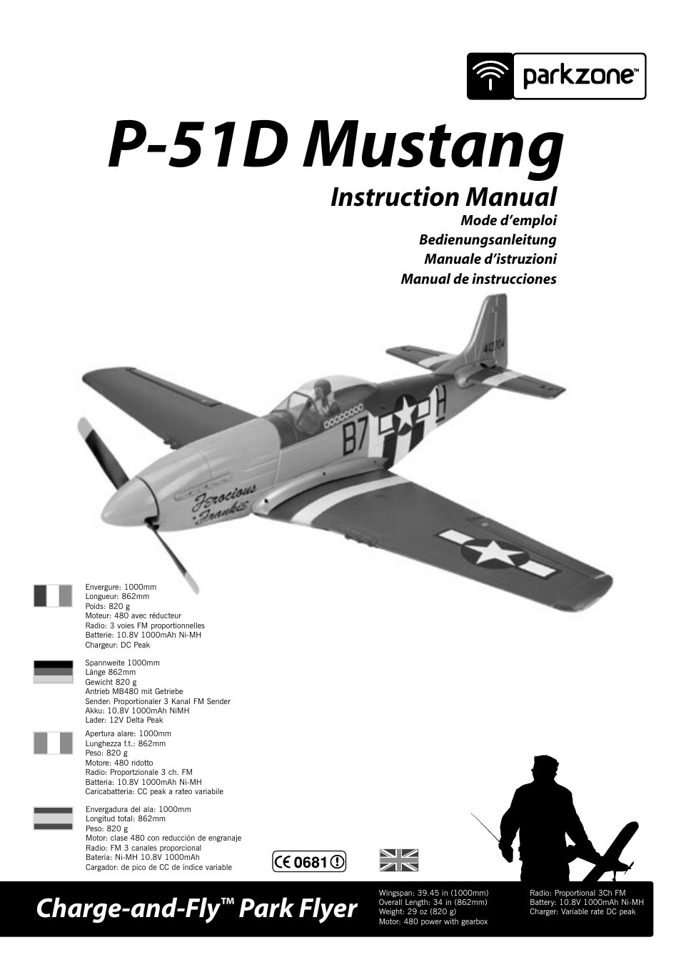 P-51d mustang, Charge-and-fly, Park flyer instruction manual | ParkZone PKZ1570 User Manual | Page 2 / 44