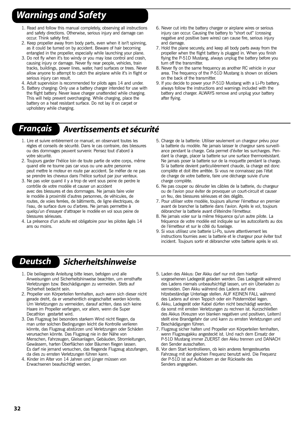 Warnings and safety | ParkZone PKZ1570 User Manual | Page 33 / 44