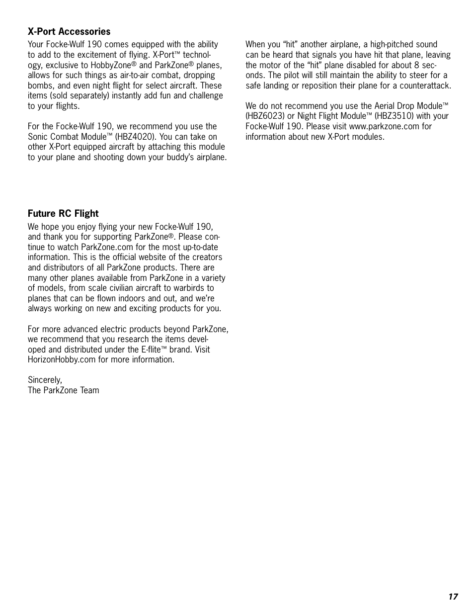 ParkZone PKZ1600 User Manual | Page 17 / 18