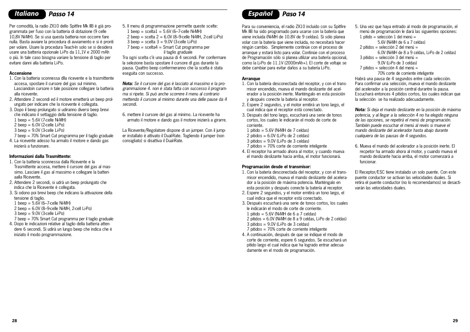 Italiano passo 14 español paso 14 | ParkZone PKZ1700 User Manual | Page 15 / 29