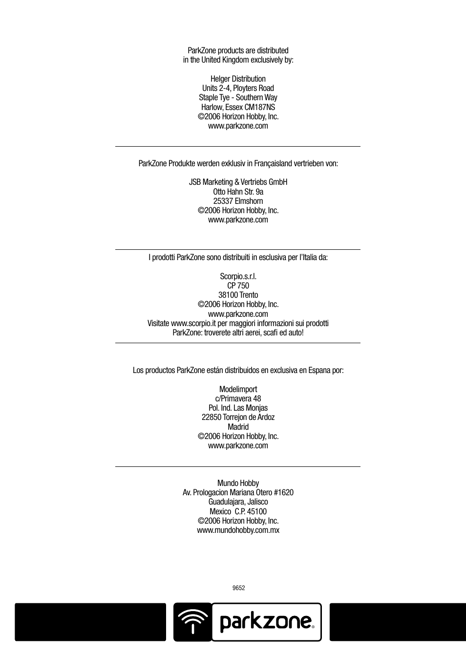 ParkZone PKZ1700 User Manual | Page 29 / 29