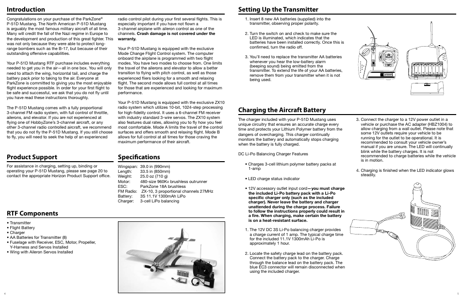 Charging the aircraft battery | ParkZone PKZ1800 User Manual | Page 3 / 12