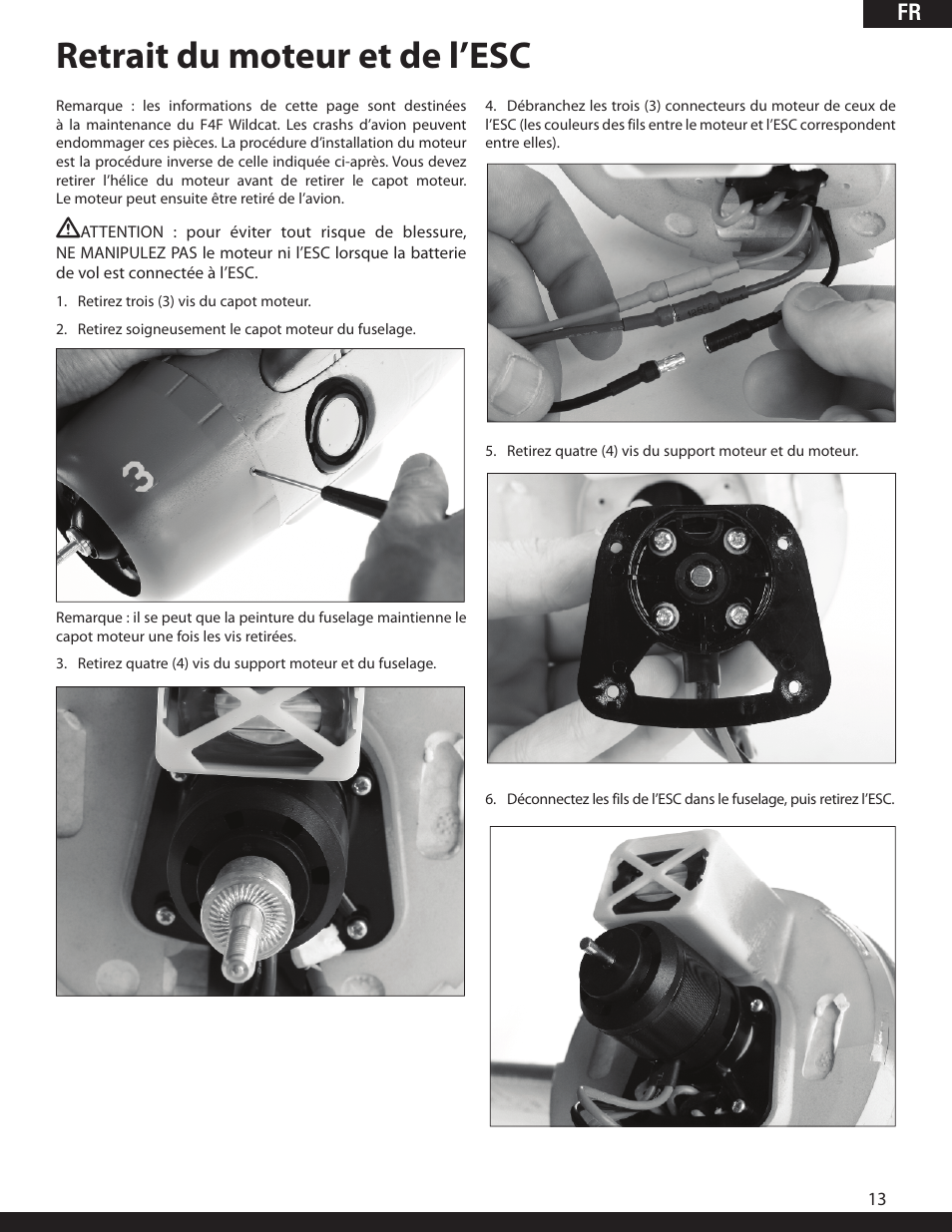 Retrait du moteur et de l’esc | ParkZone PKZ1980 User Manual | Page 47 / 72