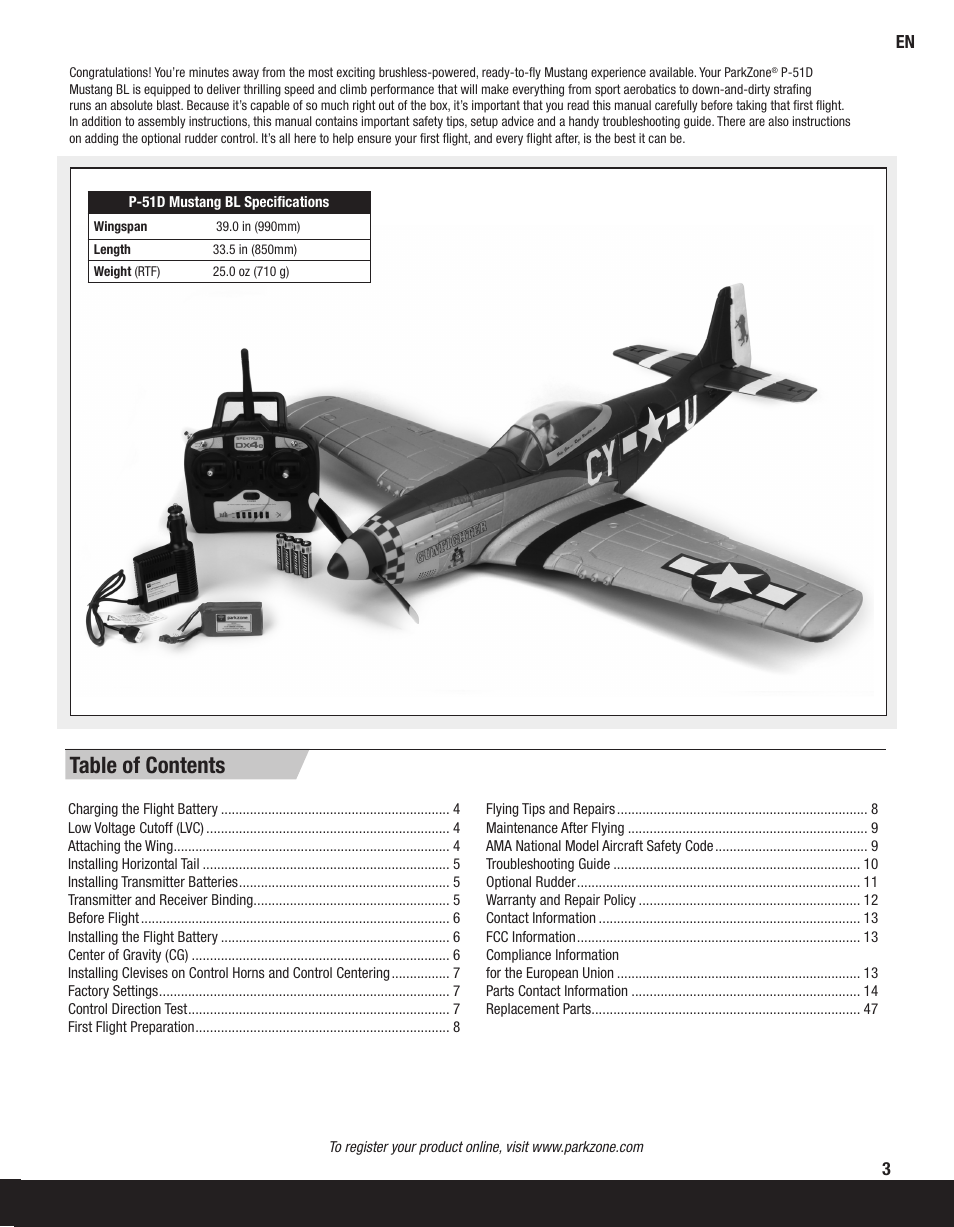 ParkZone PKZ2200 User Manual | Page 3 / 48