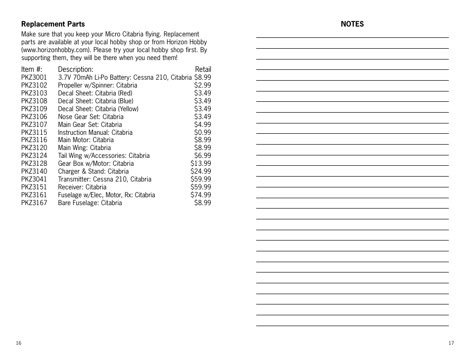 ParkZone PKZ3110 User Manual | Page 9 / 11