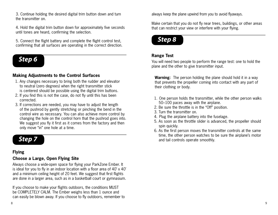 Step 6, Step 7, Step 8 | ParkZone PKZ3200 User Manual | Page 5 / 11