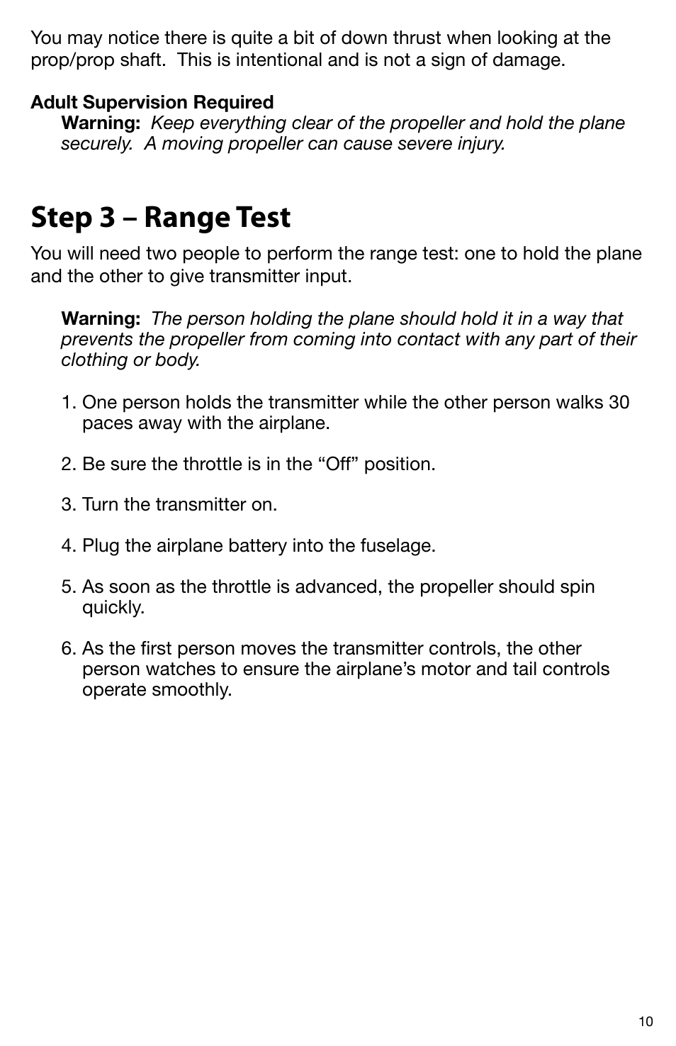 Step 3 – range test | ParkZone PKZ3400 User Manual | Page 12 / 24