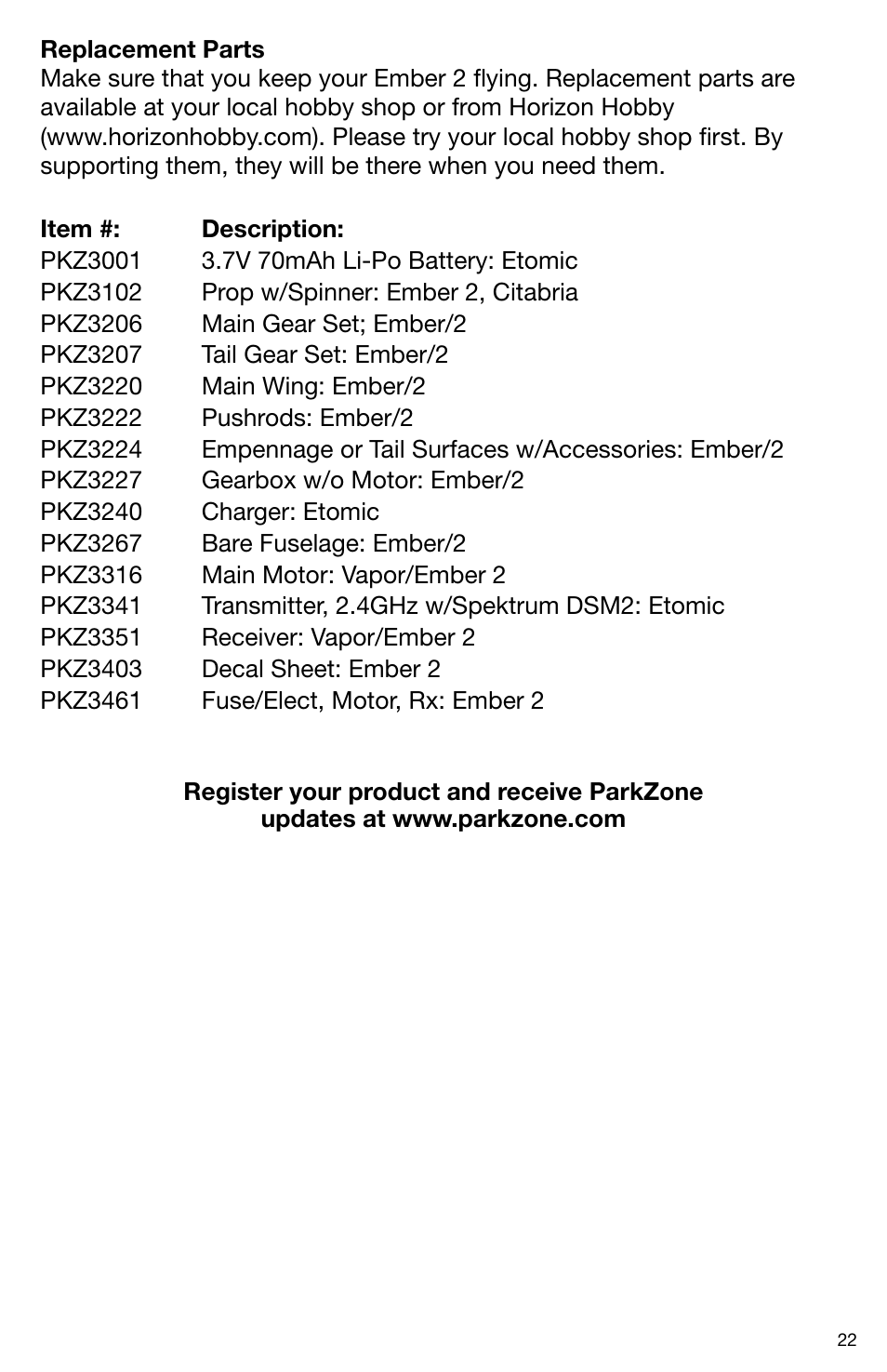 ParkZone PKZ3400 User Manual | Page 24 / 24