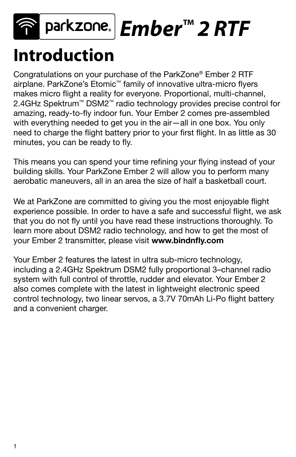 Ember, 2 rtf, Introduction | ParkZone PKZ3400 User Manual | Page 3 / 24