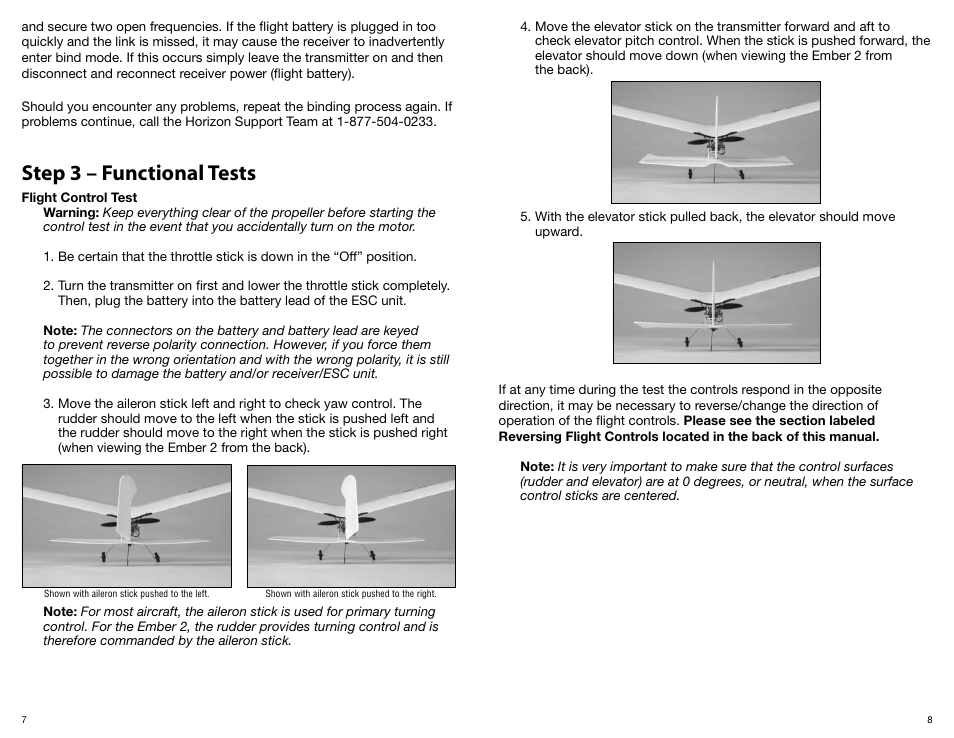 Step 3 – functional tests | ParkZone PKZ3480 User Manual | Page 5 / 12