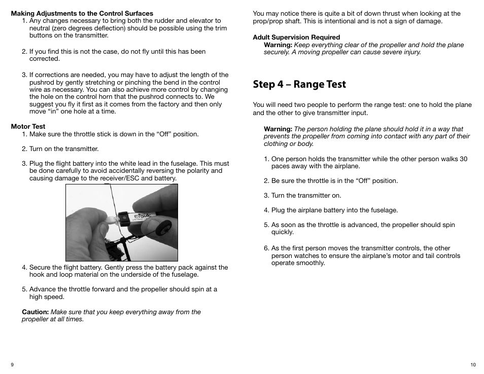 Step 4 – range test | ParkZone PKZ3480 User Manual | Page 6 / 12