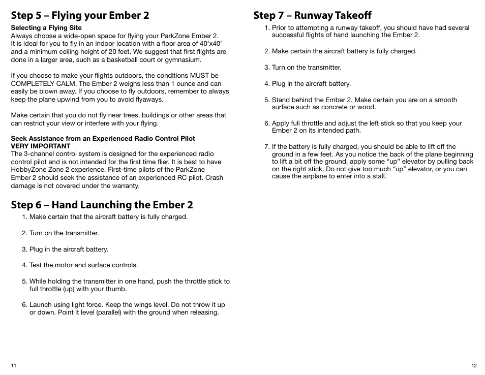 Step 7 – runway takeoff | ParkZone PKZ3480 User Manual | Page 7 / 12