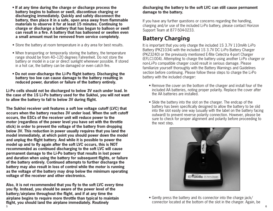 Battery charging | ParkZone PKZ3580 User Manual | Page 4 / 15