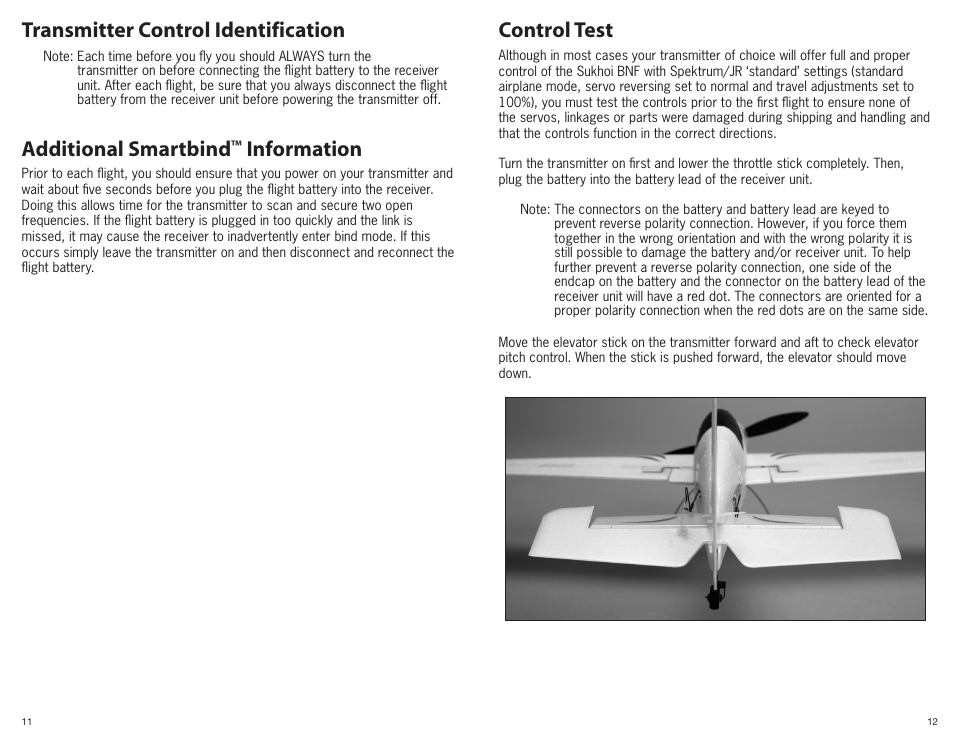 Control test transmitter control identification, Additional smartbind, Information | ParkZone PKZ3580 User Manual | Page 7 / 15