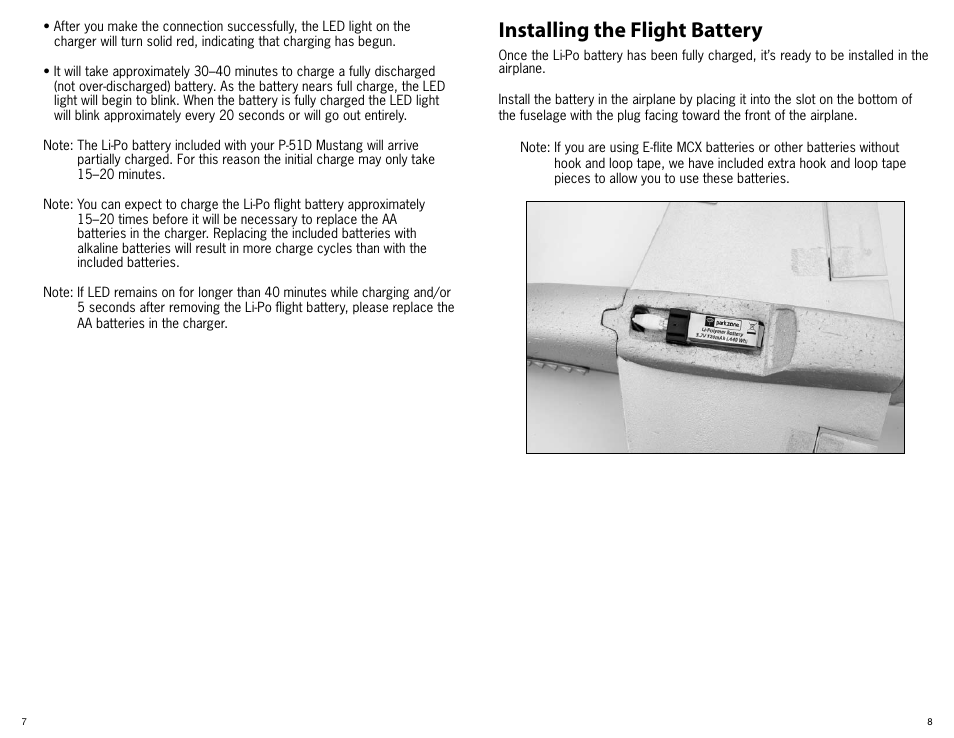 Installing the flight battery | ParkZone PKZ3600 User Manual | Page 5 / 16