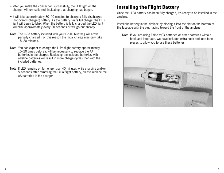 Installing the flight battery | ParkZone PKZ3680 User Manual | Page 5 / 16