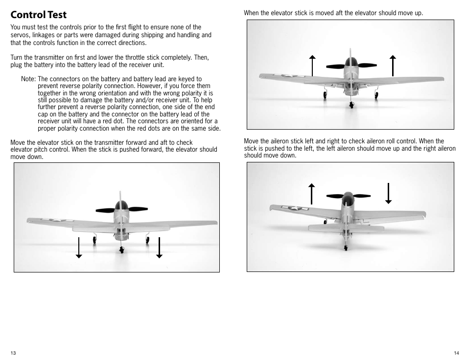 Control test | ParkZone PKZ3680 User Manual | Page 8 / 16