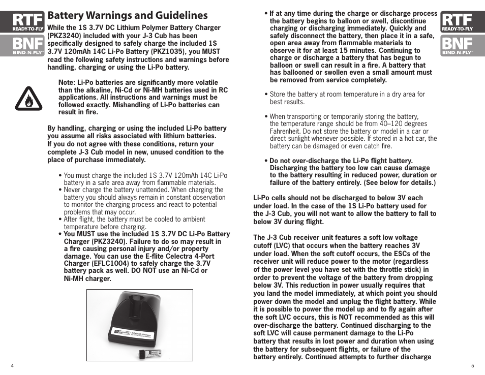 Battery warnings and guidelines | ParkZone PKZ3980 User Manual | Page 3 / 20