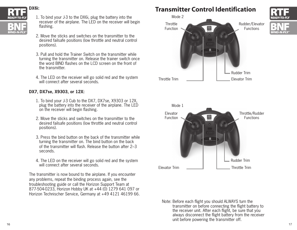 Transmitter control identification | ParkZone PKZ3980 User Manual | Page 9 / 20