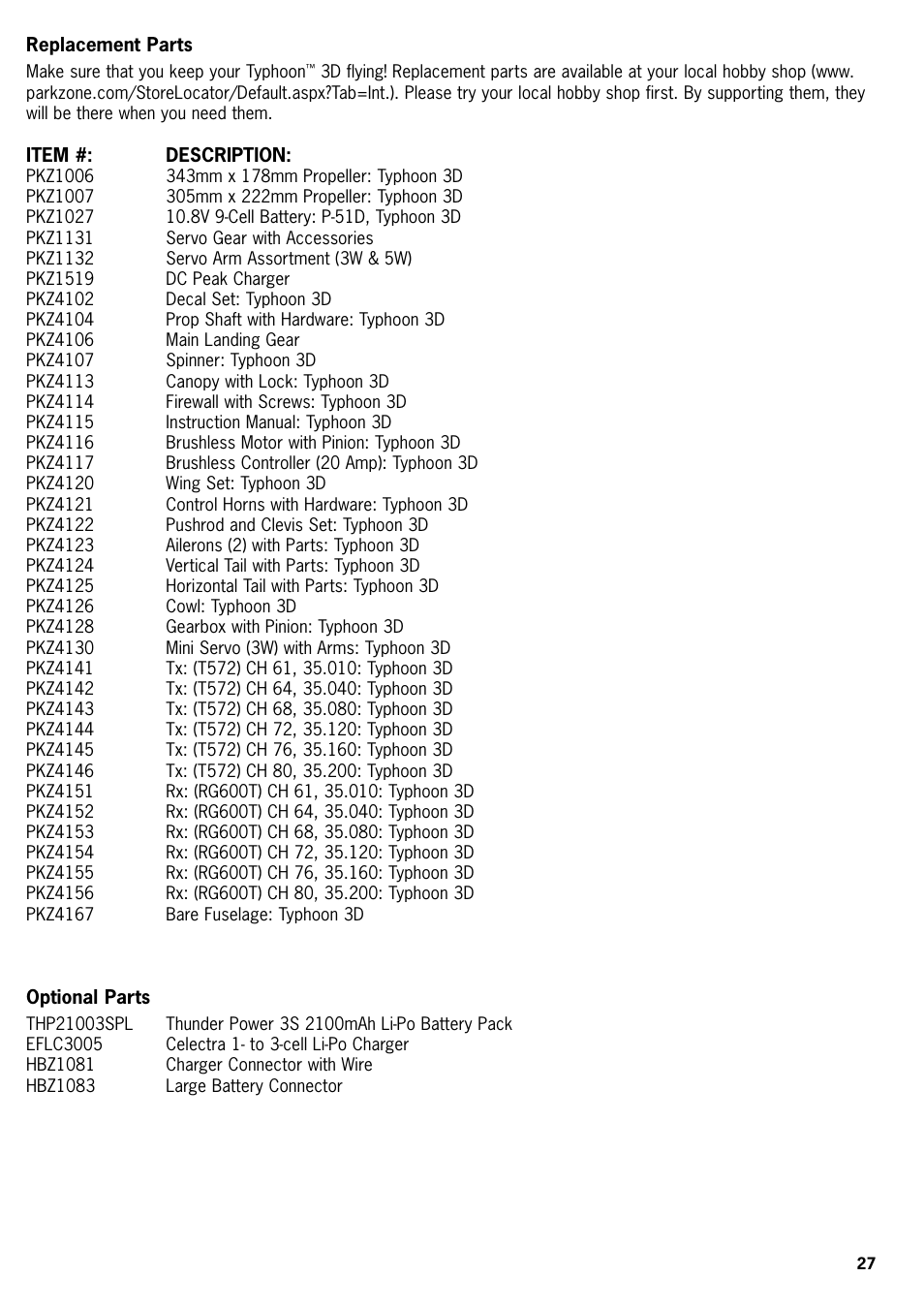 ParkZone PKZ4100 User Manual | Page 27 / 32