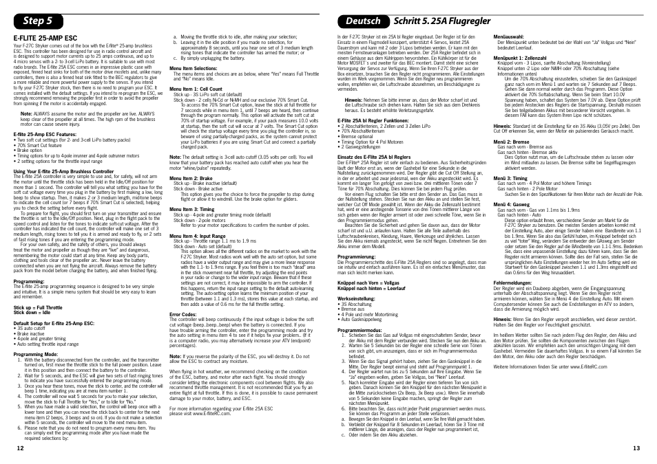 Step 5, Deutsch schritt 5. 25a flugregler | ParkZone PKZ4200 User Manual | Page 7 / 17