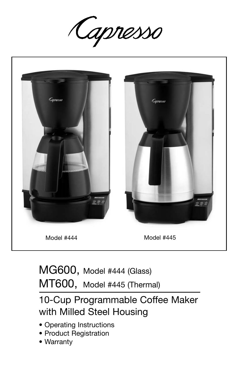 Capresso MG600 User Manual | 15 pages