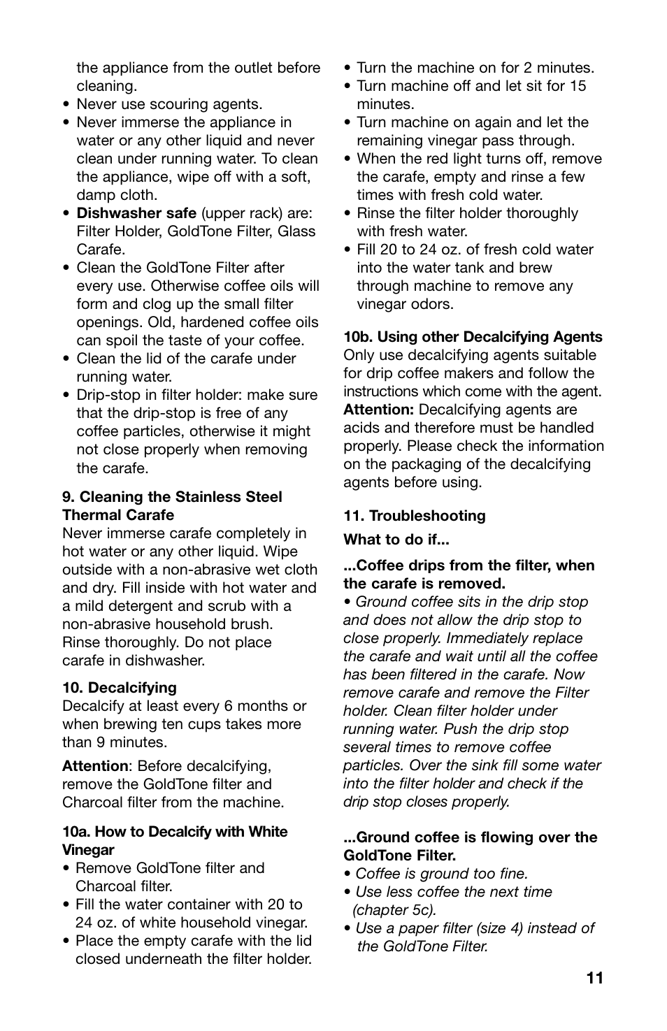 Capresso MG600 User Manual | Page 11 / 15