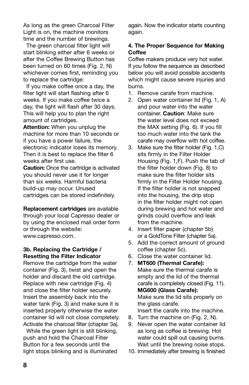 Capresso MG600 User Manual | Page 8 / 15