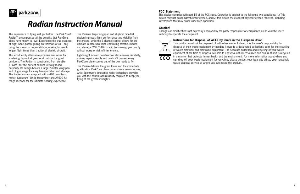 Radian instruction manual | ParkZone PKZ4700 User Manual | Page 2 / 10