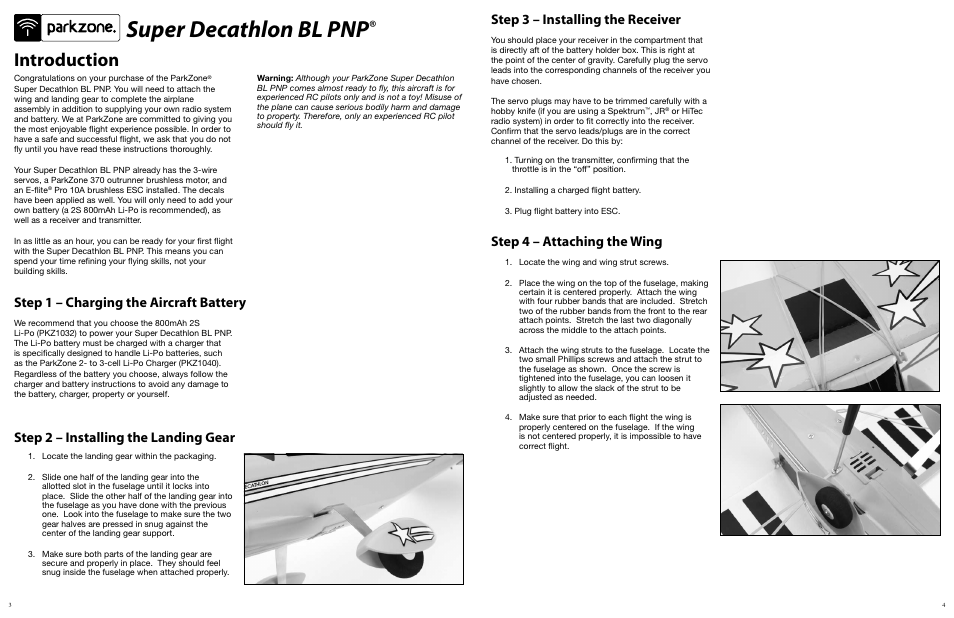 Super decathlon bl pnp, Introduction | ParkZone PKZ4875 User Manual | Page 2 / 8