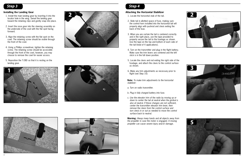 Step 3 step 4 | ParkZone PKZ5075 User Manual | Page 3 / 10