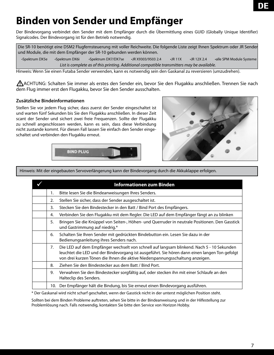 Binden von sender und empfänger | ParkZone PKZ5280 User Manual | Page 27 / 82