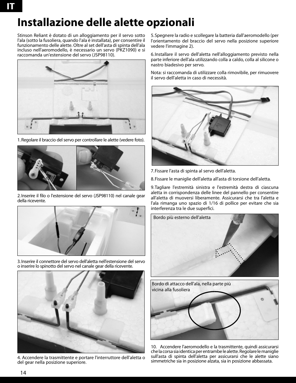 Installazione delle alette opzionali | ParkZone PKZ5280 User Manual | Page 74 / 82