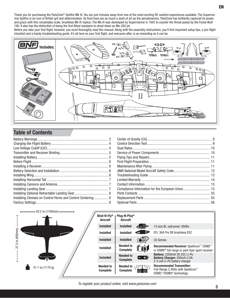 ParkZone PKZ5780 User Manual | Page 3 / 18