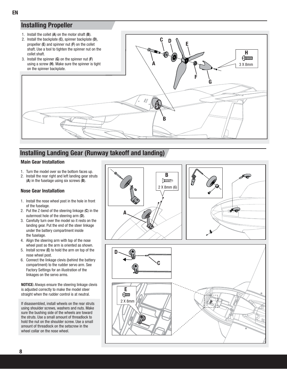 Installing propeller | ParkZone PKZ5880 User Manual | Page 8 / 19