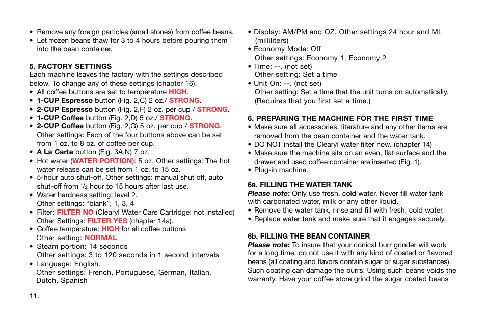 Capresso Impressa S Avantgarde Series User Manual | Page 12 / 35