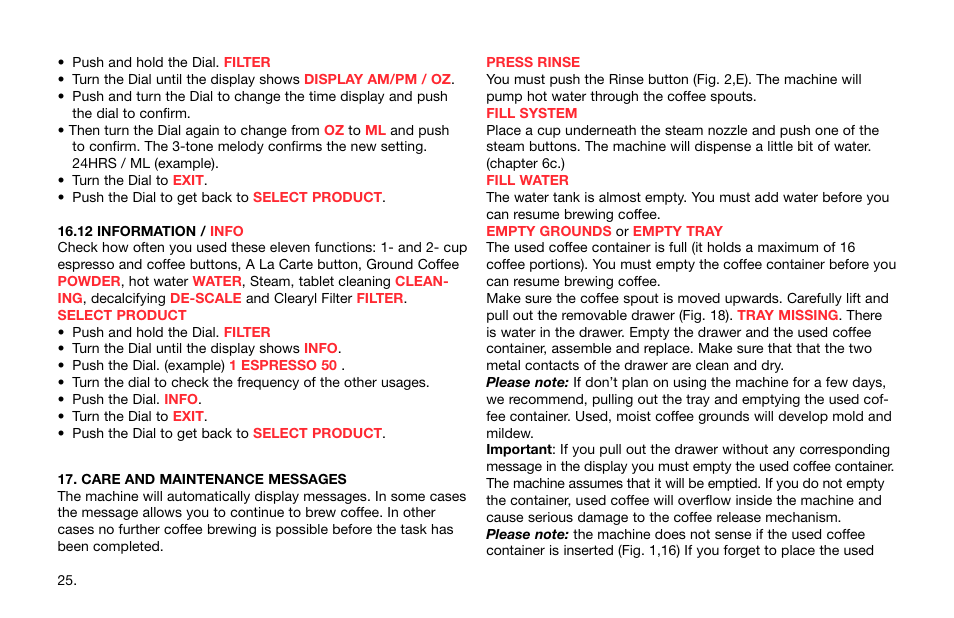 Capresso Impressa S Avantgarde Series User Manual | Page 26 / 35