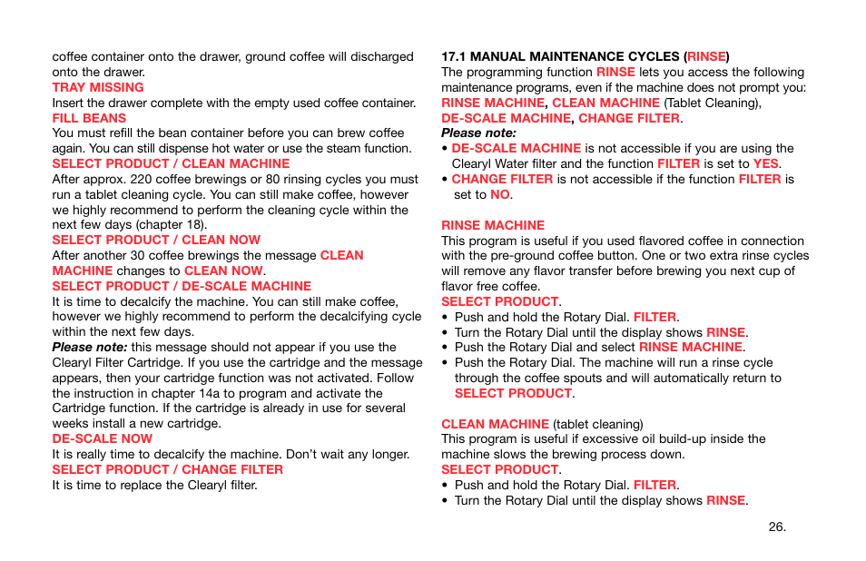 Capresso Impressa S Avantgarde Series User Manual | Page 27 / 35