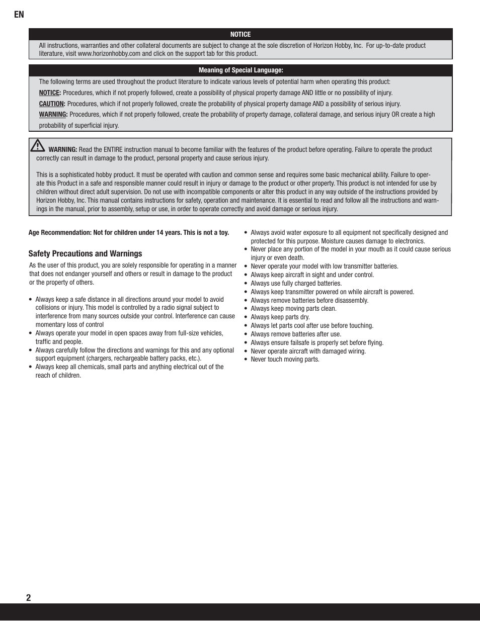 ParkZone PKZ6250 User Manual | Page 2 / 20